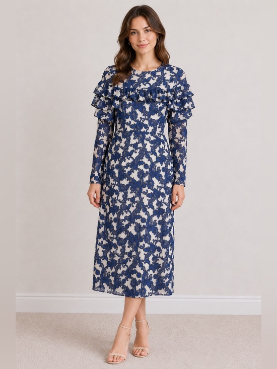 Ted Baker Dresses & Skirts - NEW Ted Baker Navy Blue Ruffle Midi Dress size 0